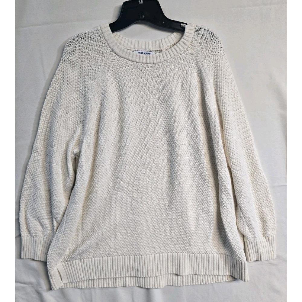 Old Navy Women's Tunic Sweater Cream Knit 100% Cotton XL